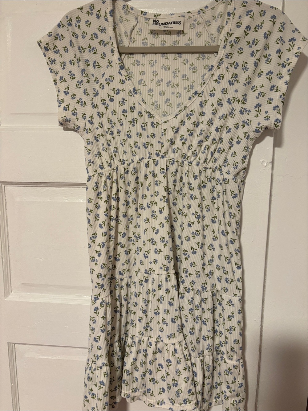 No Boundaries Floral Tiered Dress with Blue Flowers